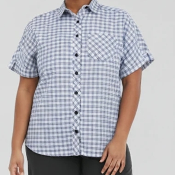 Noble Outfitters Tops - NWT Noble Outfitters Button Front Short Sleeve Shirt Blue Plaid 3X